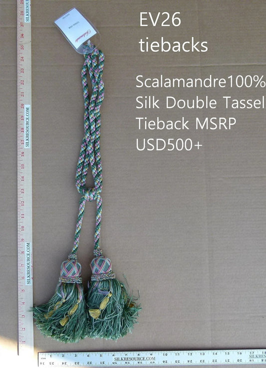 Scalamandre Silk Tiebacks Handmade  Double Tassel Green MSRP USD500+ each T2906-008
