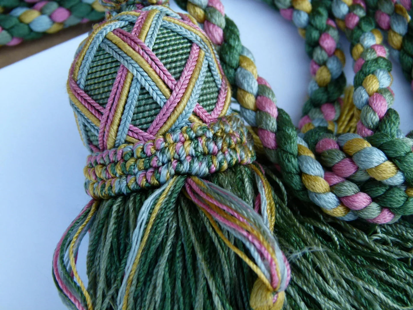 Scalamandre Silk Tiebacks Handmade  Double Tassel Green MSRP USD500+ each T2906-008