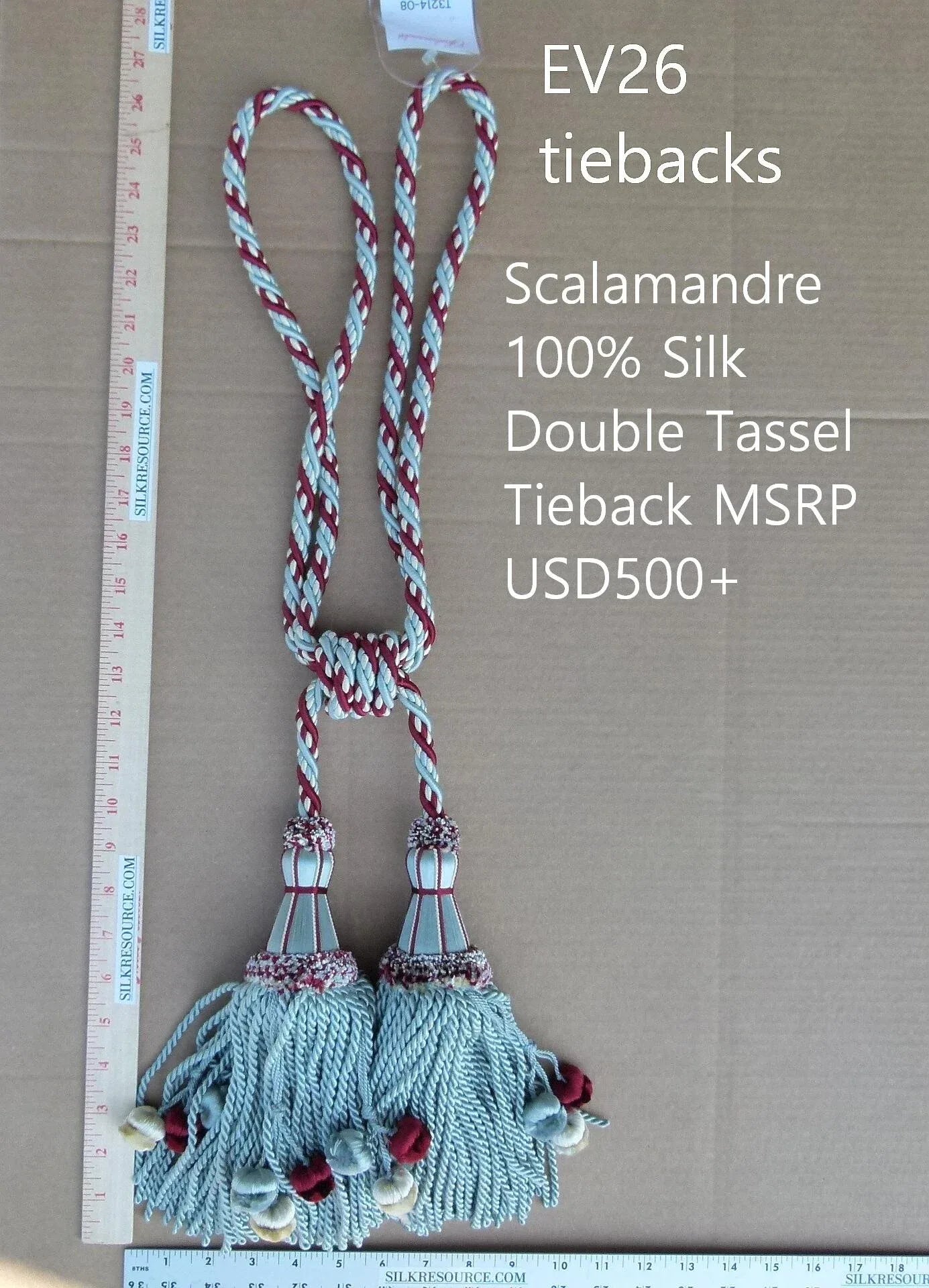 Scalamandre Silk Tiebacks Handmade Lyon Double Tassel Sky Blue MSRP USD500each T3214-08