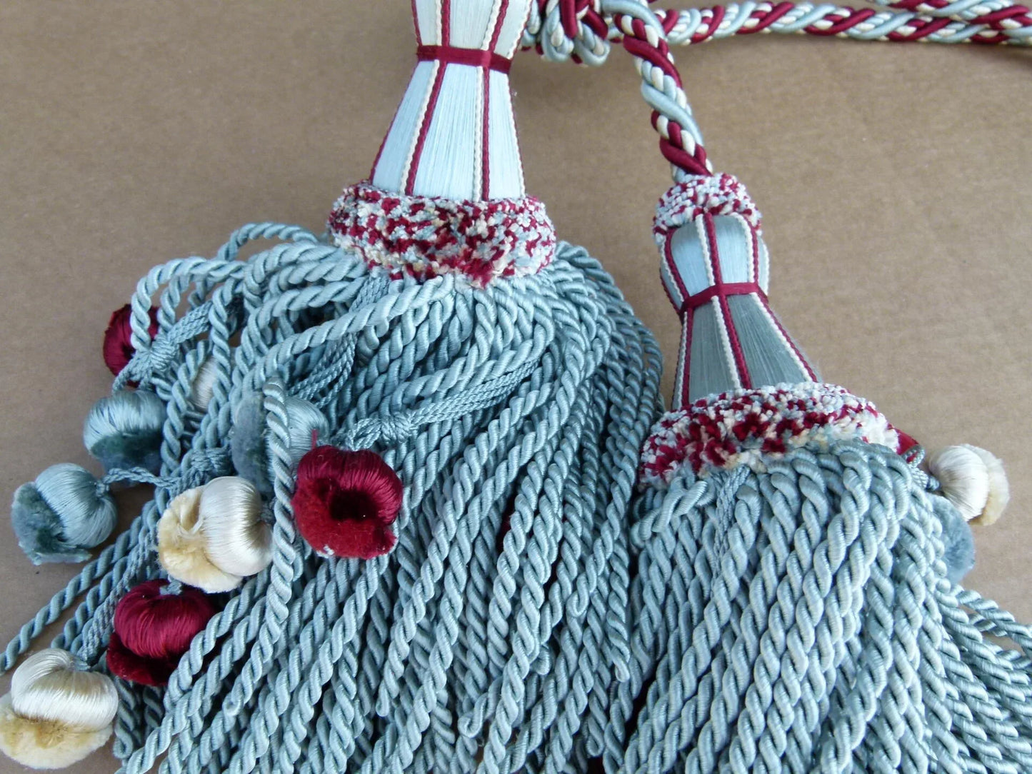 Scalamandre Silk Tiebacks Handmade Lyon Double Tassel Sky Blue MSRP USD500each T3214-08