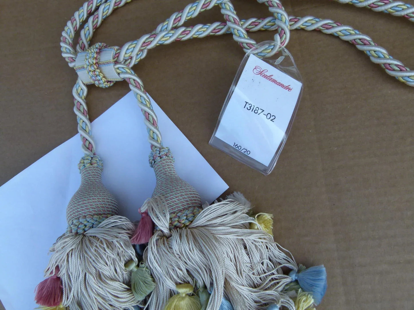 Scalamandre Silk Tiebacks Handmade Lyon Double Tassel Pastel Blue Pink Green MSRP USD440each T3187-02