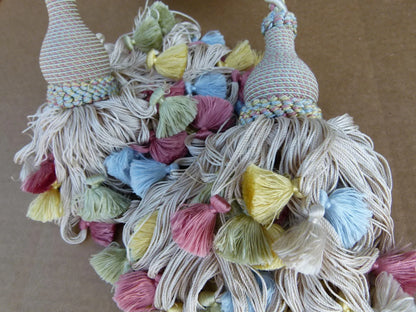 Scalamandre Silk Tiebacks Handmade Lyon Double Tassel Pastel Blue Pink Green MSRP USD440each T3187-02