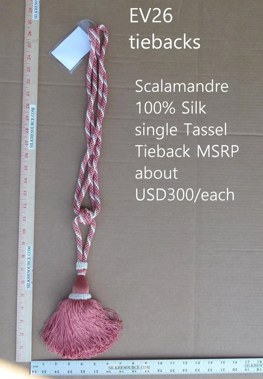 Scalamandre Silk Tiebacks Handmade Single Tassel Medium Pink MSRP USD300/each T2803-006