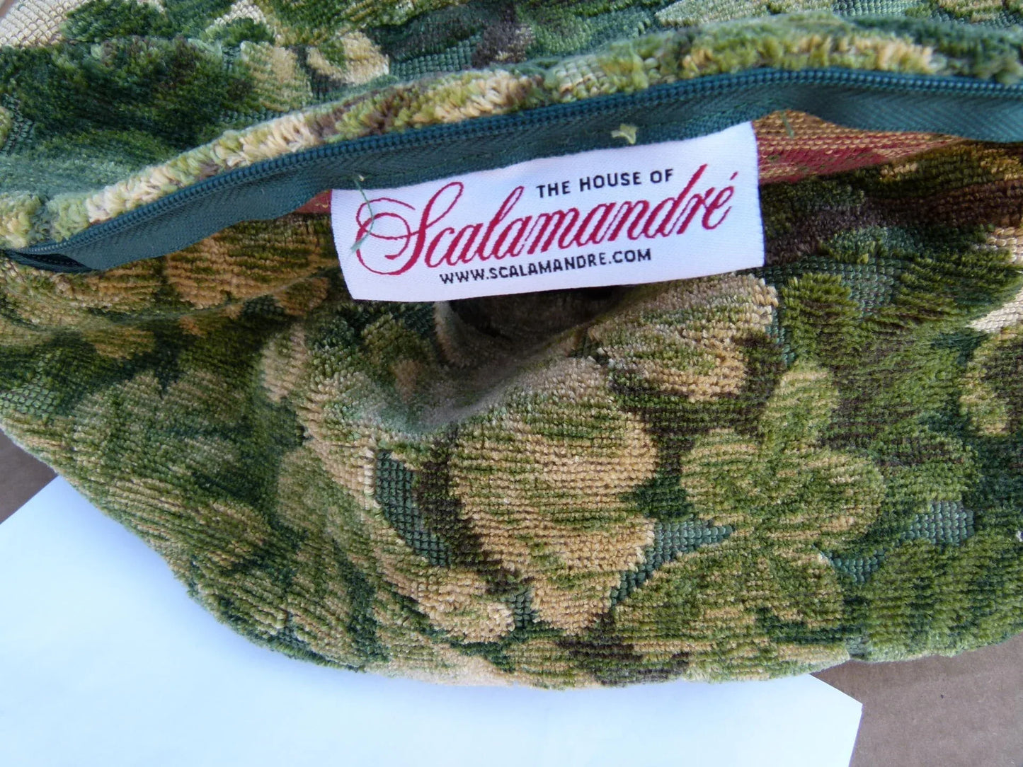 Pillow Case only Scalamandre Marly Velvet Green Sphere 12" Diameter