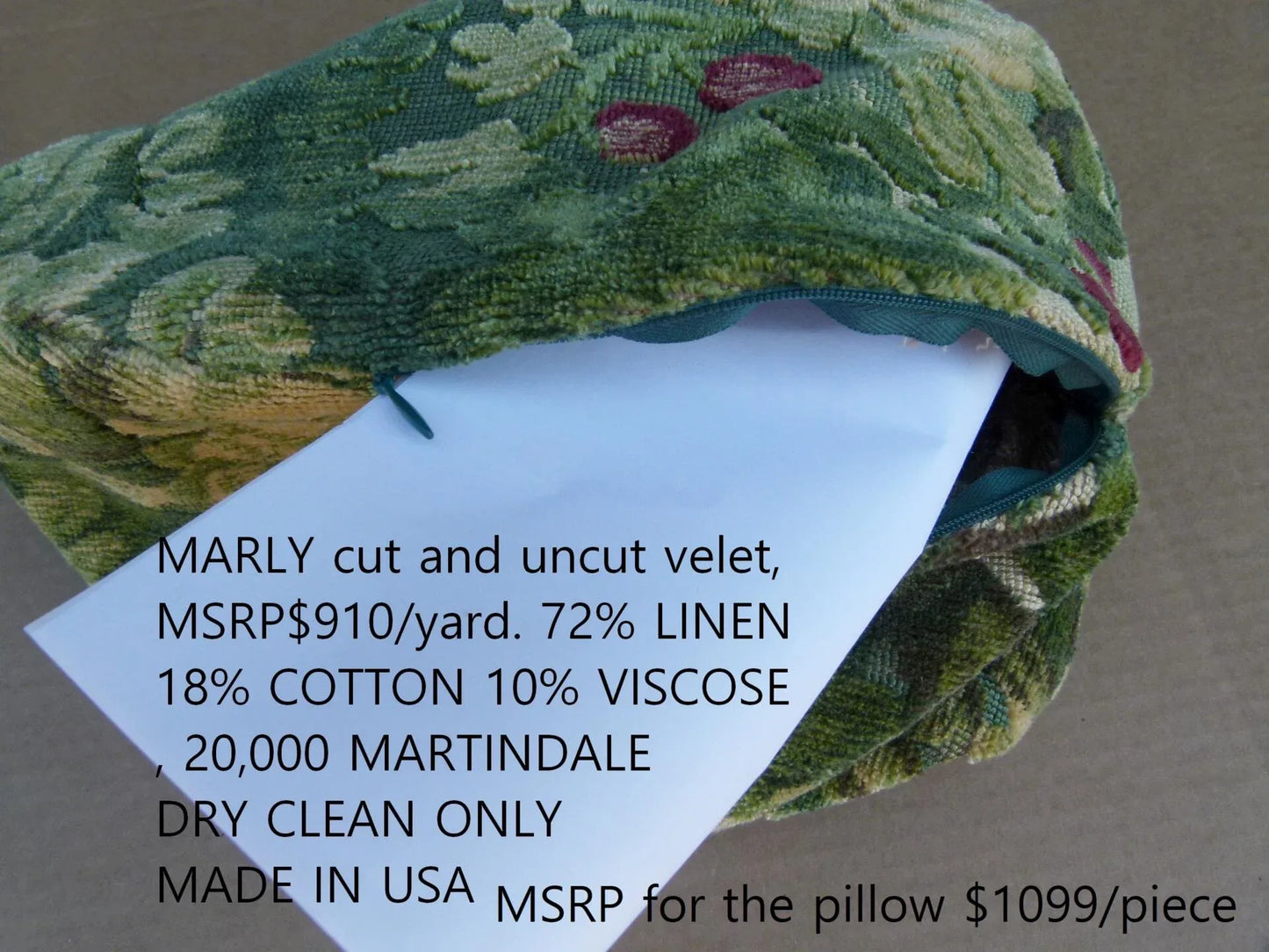 Pillow Case only Scalamandre Marly Velvet Green Sphere 12" Diameter