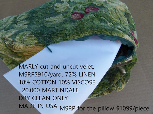 Pillow Case only Scalamandre Marly Velvet Green Sphere 12" Diameter