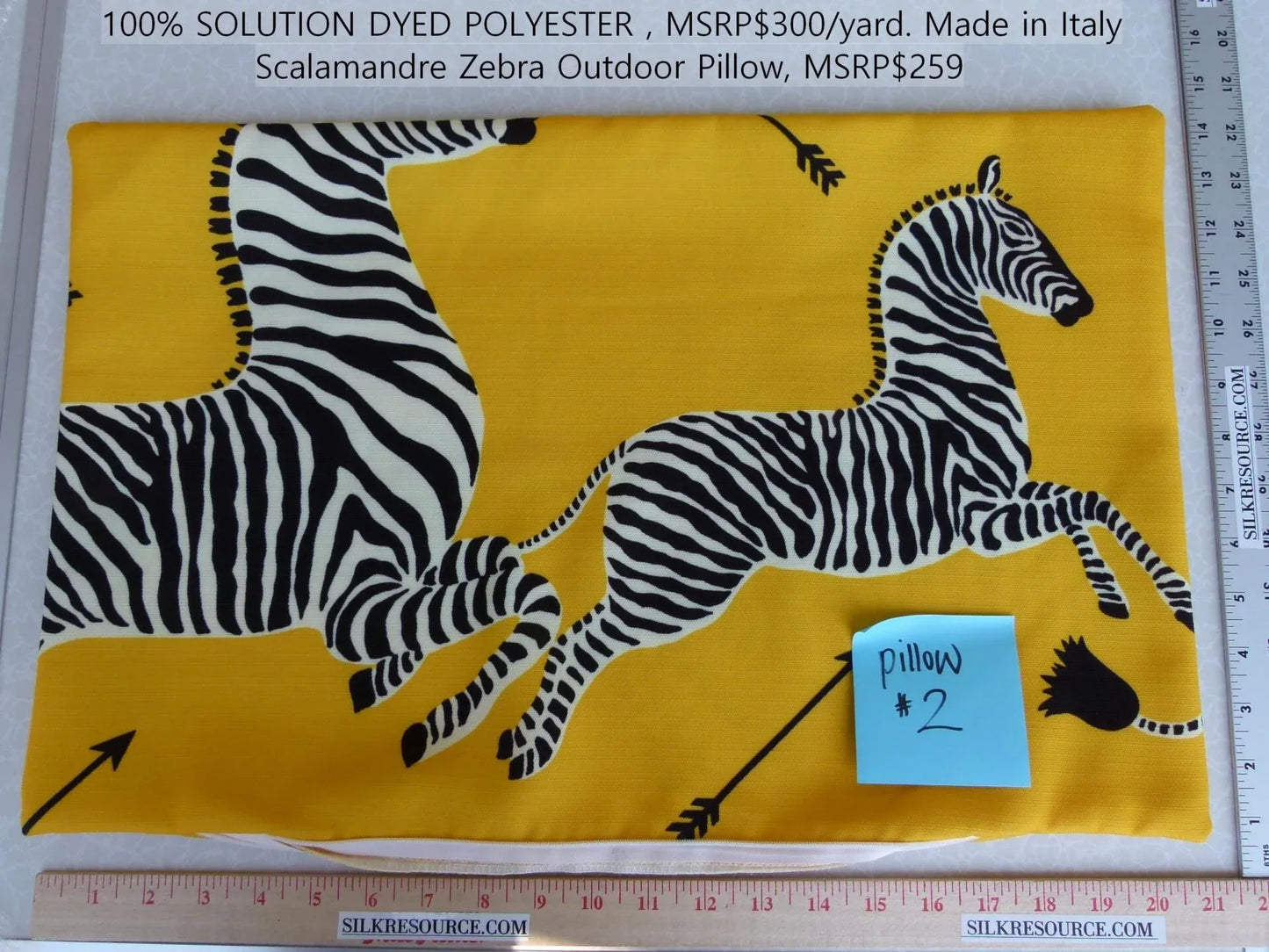 Pillow Case only Scalamandre Zebra Outdoor Lumbar Yellow Black 22x14" MSRP USD 259 (#2)