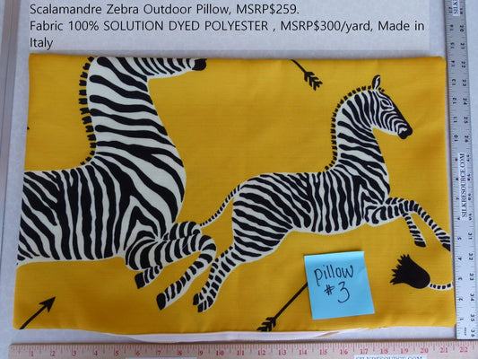 Pillow Case only Scalamandre Zebra Outdoor Lumbar Yellow Black 22x14" MSRP USD 259 (#3)