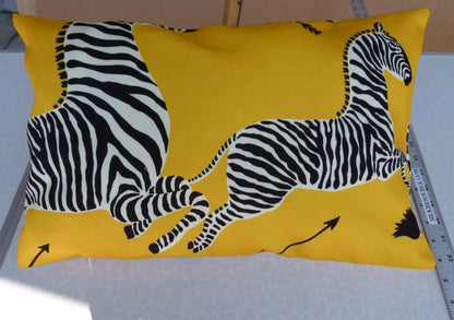Pillow Case only Scalamandre Zebra Outdoor Lumbar Yellow Black 22x14" MSRP USD 259 (#4)