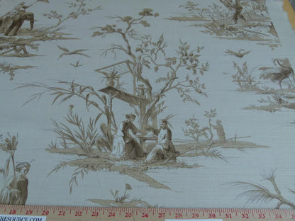 Scalamandre Voyage En Chine Print Beige on Beige Chinoiserie Asian Garden Elephant Brown Beige MSRP USD 388/y