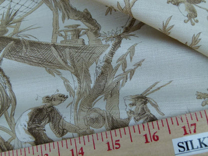 Scalamandre Voyage En Chine Print Beige on Beige Chinoiserie Asian Garden Elephant Brown Beige MSRP USD 388/y