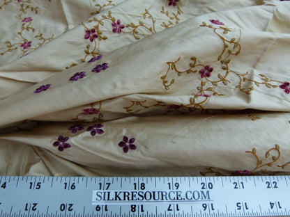 4 EV27 1.4yrd x 46"wide  Scalamandre AMARESH Clematis Silk Embroidery Gold