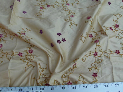 4 EV27 1.4yrd x 46"wide  Scalamandre AMARESH Clematis Silk Embroidery Gold