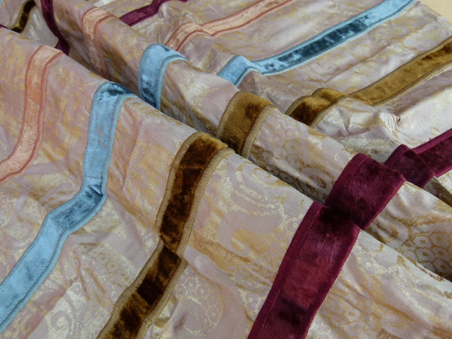 5 EV27 33" x 50"wide Scalamandre LORENZA Madeira on Bisque Silk Multi Velvet Stripe Beige Historical MSRP USD 300+/yard