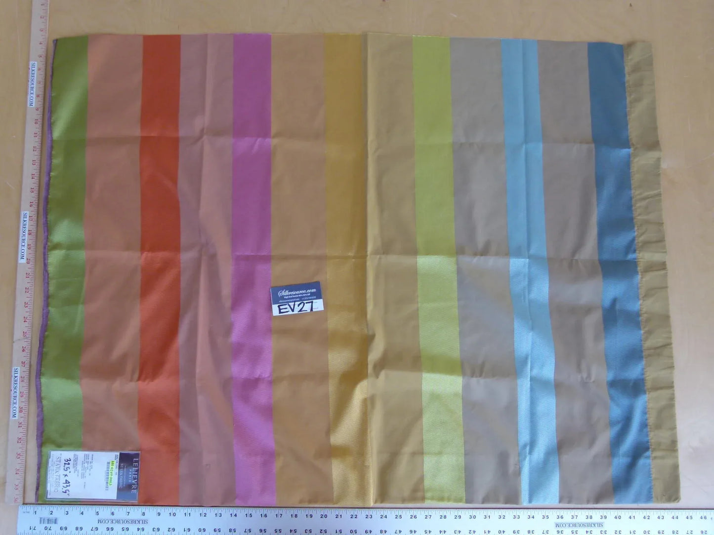 7 EV27 32.5" x 43.5"wide  Scalamandre ARC EN CIEL Ho anis Viscose Stripe Brown