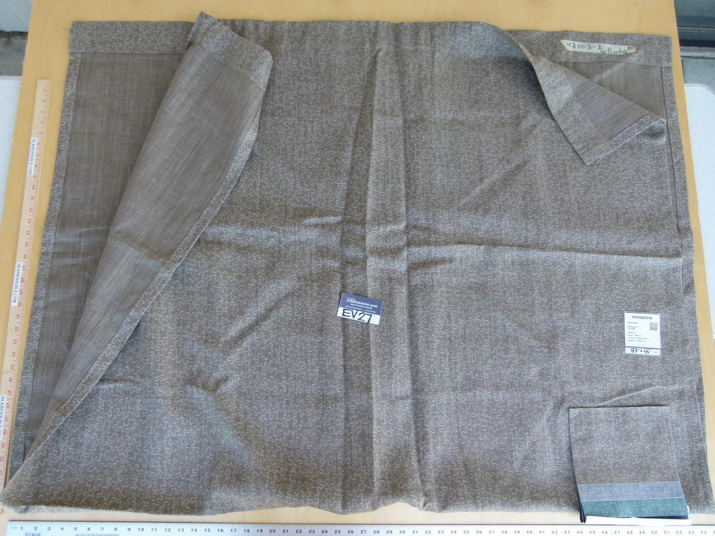 8 EV27 2.3yd x 55" wide  Scalamandre SQUIGGLE TAUPE Beige Linen Abstract MSRP USD186