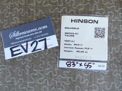 8 EV27 2.3yd x 55" wide  Scalamandre SQUIGGLE TAUPE Beige Linen Abstract MSRP USD186