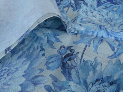 9 EV27 53" X 53" Scalamandre Grey's Flower Garden Blues MSRP USD 324