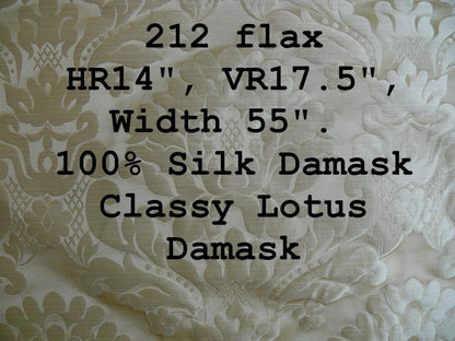 100% Silk Damask Veranda Classic Renaissance Lotus Flax Ivory Cream White By Yard