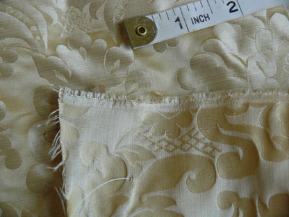 100% Silk Damask Veranda Classic Renaissance Lotus Flax Ivory Cream White By Yard