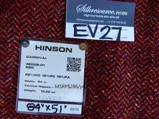 16 EV27 2.3yd x 51"wide Scalamandre CARNIVAL Red Chevron Small Scale MSRP USD286/yd