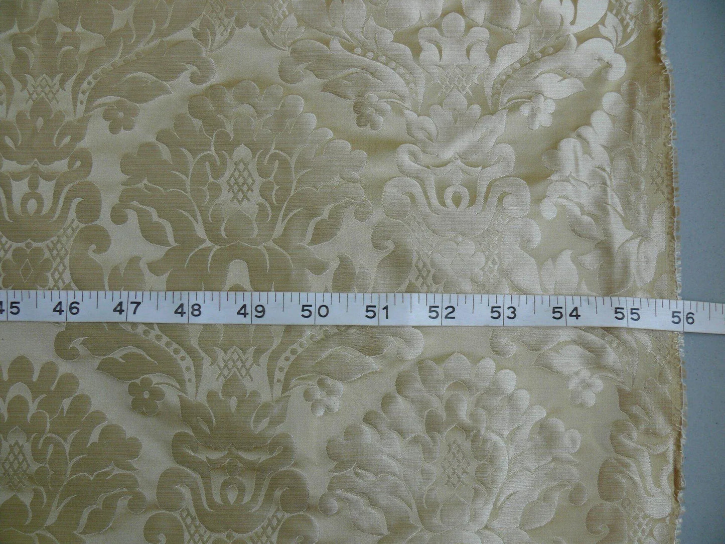 100% Silk Damask Veranda Classic Renaissance Lotus Flax Ivory Cream White By Yard