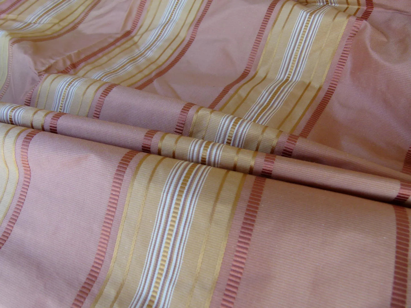17 EV27 2.1yd x 48"wide Scalamandre GRANVILLE STRIPE GINGER Silk Stripe Pink Gold