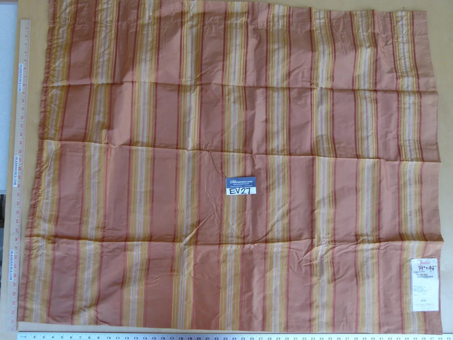 18 EV27 2.1yd x 48″wide Scalamandre GRANVILLE STRIPE GINGER Silk Stripe Pink Gold