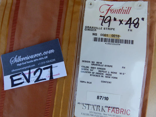 18 EV27 2.1yd x 48″wide Scalamandre GRANVILLE STRIPE GINGER Silk Stripe Pink Gold