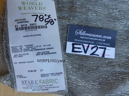 20 EV27 2.1yd x 46" Wide Scalamandre Untitled Sheer Charcoal Abstract Texture MSRP USD 392/y