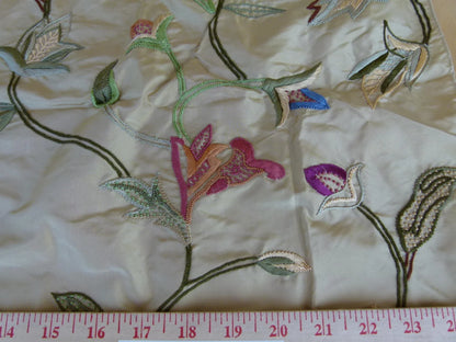 25 EV27 1.4yd x 23" Wide Scalamandre Khandara Antique Gold Silk Embroidery Botanical Foliage