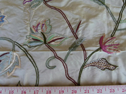 25 EV27 1.4yd x 23" Wide Scalamandre Khandara Antique Gold Silk Embroidery Botanical Foliage