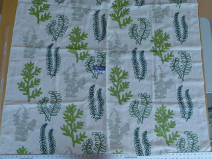 26 EV27 1.4yd x 56″wide Scalamandre Harbor Green Seaweeds Ocean Plants Coral Reef Embroidery Linen MSRP USD 288