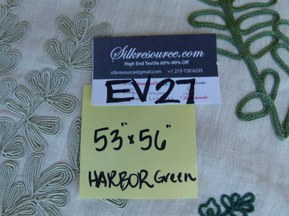 26 EV27 1.4yd x 56″wide Scalamandre Harbor Green Seaweeds Ocean Plants Coral Reef Embroidery Linen MSRP USD 288