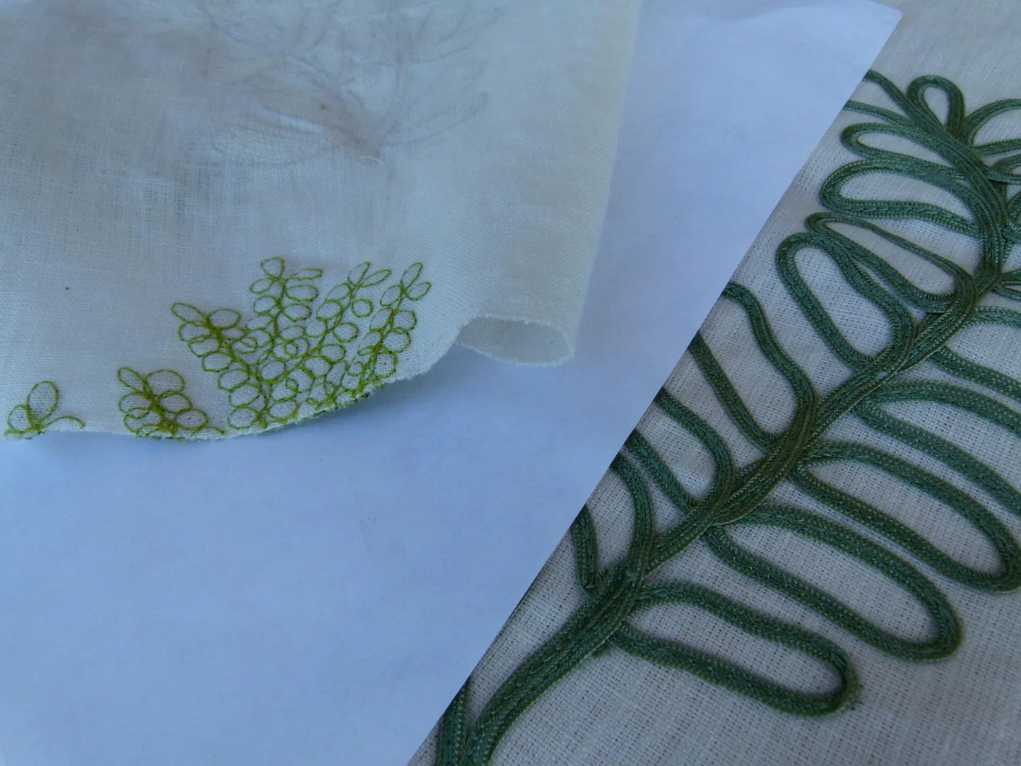 26 EV27 1.4yd x 56″wide Scalamandre Harbor Green Seaweeds Ocean Plants Coral Reef Embroidery Linen MSRP USD 288