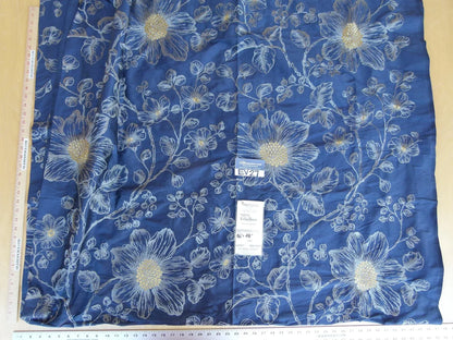27 EV27 2.4yd x 48″wide Scalamandre Princess Silk Patriot Blue and Gold Large Flora Embroidery  MSRP USD 400+/yard