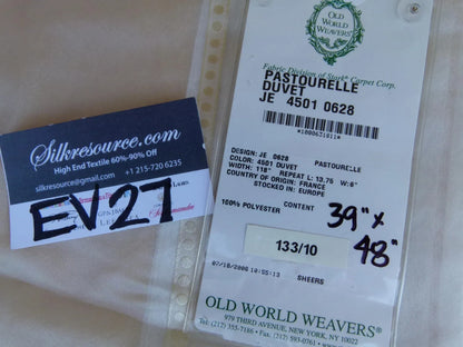 29 EV27 1yd x 48″wide Scalamandre PASTOURELLE DUVET Polyester Sheers White Stripe