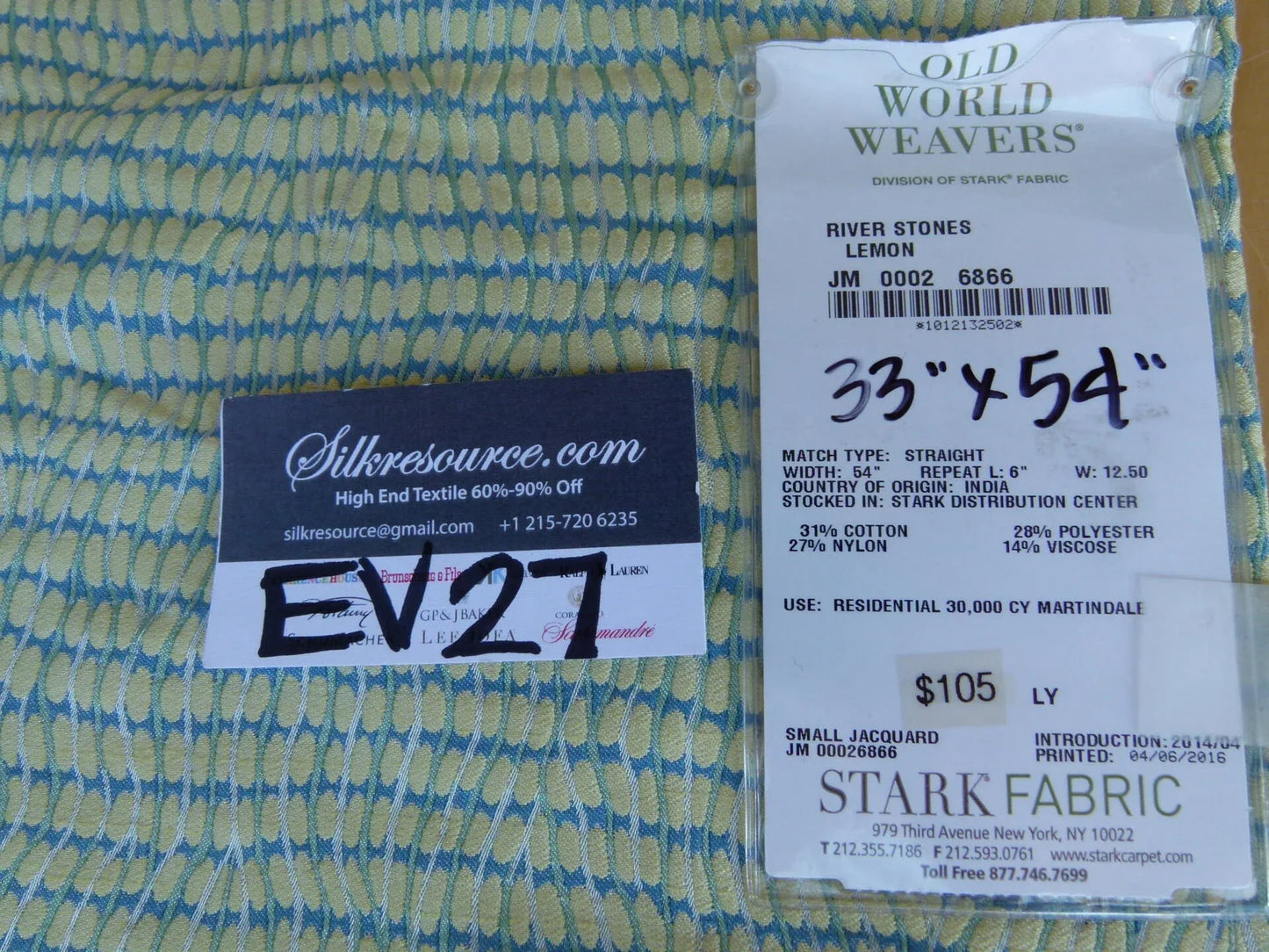 32 EV27 33" X 54″ Wide Scalamandre River Stones Lemon Small Jacquard Yellow Dots Circle MSRP USD 222