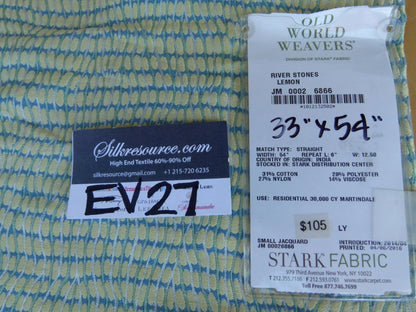 32 EV27 33" X 54″ Wide Scalamandre River Stones Lemon Small Jacquard Yellow Dots Circle MSRP USD 222
