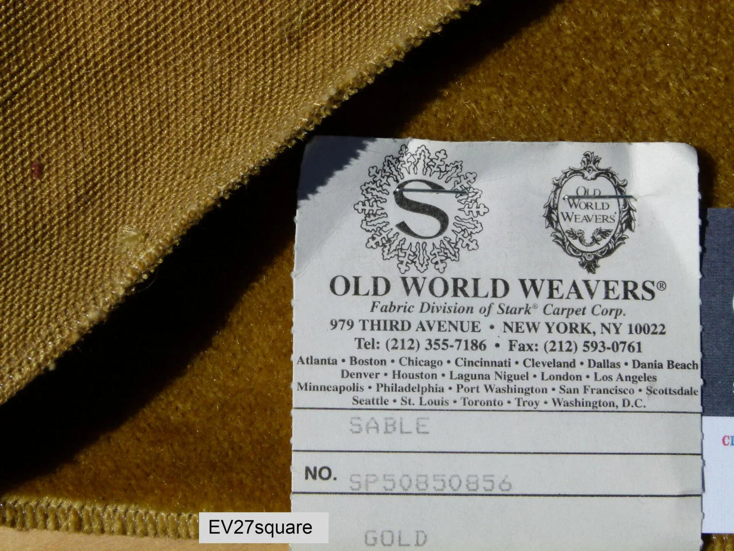 1 EV27 Square Scalamandre Old world Weavers Sable Velvet Golden Silk Mohair Brown Plain MSRP USD 800+