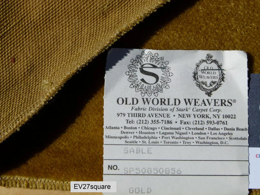 1 EV27 Square Scalamandre Old world Weavers Sable Velvet Golden Silk Mohair Brown Plain MSRP USD 800+