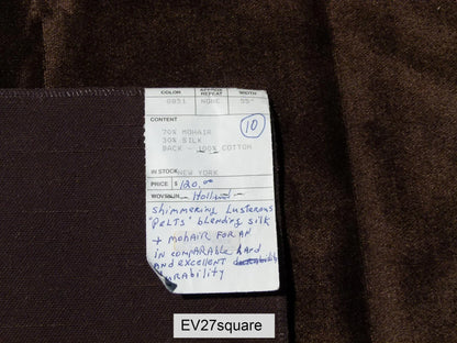 Scalamandre Solid Brown Blending Silk and Mohair - 27 Inches x 35 Inches Square