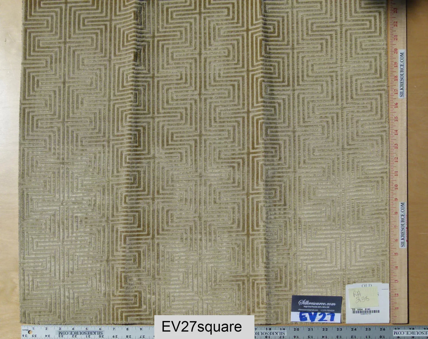 Scalamandre Old World Weavers Nexus Brass Geometric Graphic Viscose Brown - 27 Inches Square