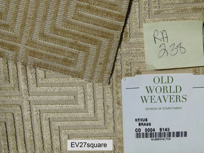 Scalamandre Old World Weavers Nexus Brass Geometric Graphic Viscose Brown - 27 Inches Square