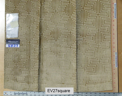 Scalamandre Old World Weavers Nexus Brass Geometric Graphic Viscose - 26 Inches x 26 Inches Square Brown