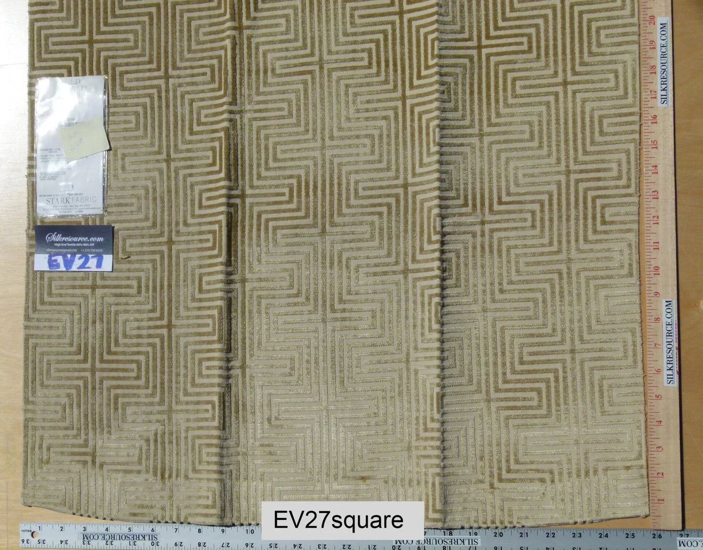 Scalamandre Old World Weavers Nexus Brass Geometric Graphic Viscose Brown - 27 Inches Square