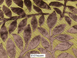 Scalamandre Old World Weavers Argento Cut-Velvet Leaves in Fudge/Peridot Brown Green - Square 26"x26"