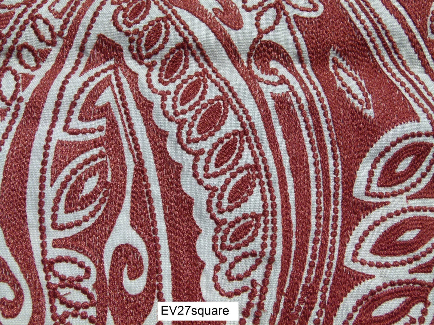 Scalamandre Hingson by Donghia Fanfare Red Embroidery Polyester Botanical Paisley - Square 26"x26"