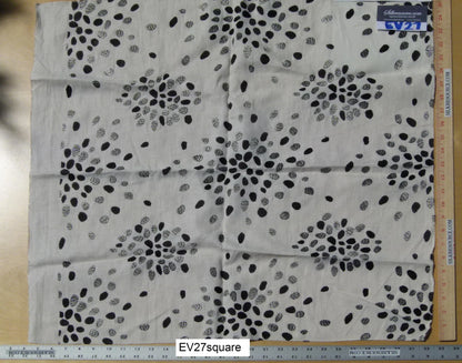 Scalamandre Hingson by Donghia Firefly Charcoal, White and Black Embroidery - Square 26"x26"