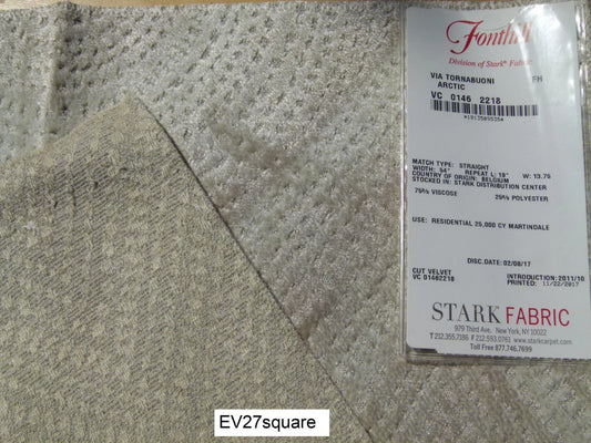 Scalamandre Fonthill Via Tornabuoni Arctic Cut Velvet Diamond Ogee Gray - Square 26"x26"